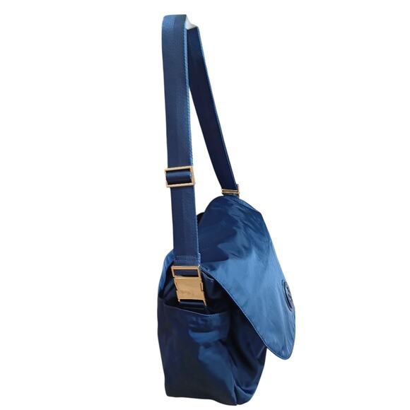 Tory Burch Billy Nylon Messenger Diaper Bag Blue Crossbody Adjustable Logo Tote - Picture 4 of 16
